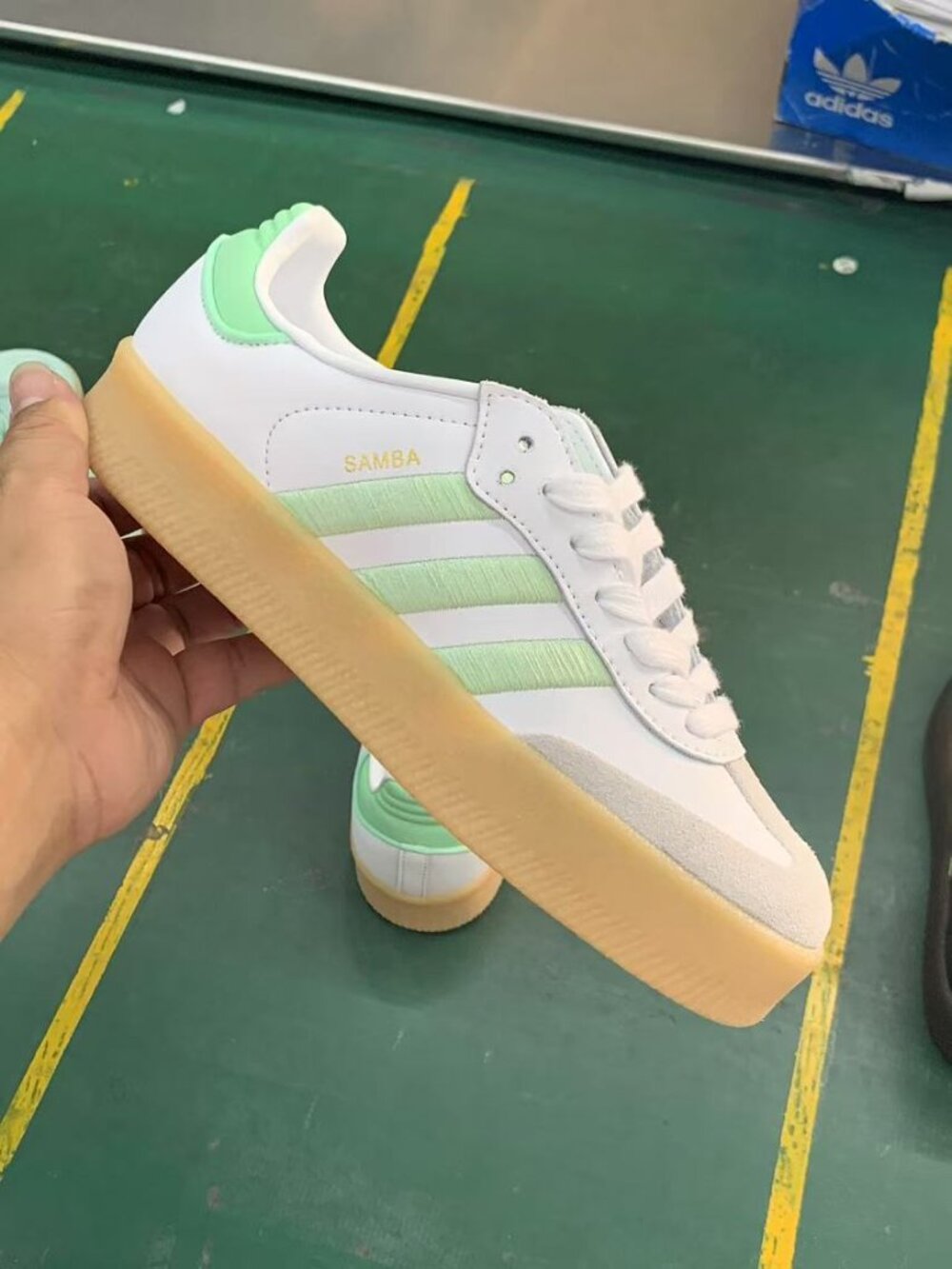 Adidas Samba Platform White & Mint Green Sneakers